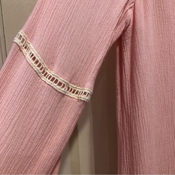 Altar’d State Lace Front Mini Dress Bell Sleeve Size M Pink - Picture 4 of 10